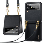 Custodia per telefono SULADA in pelle con texture Litchi + TPU con cinturino, For Samsung Galaxy Z Flip4