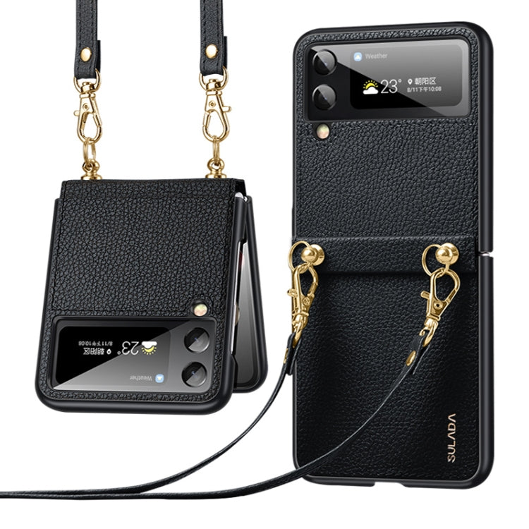 Custodia per telefono SULADA in pelle con texture Litchi + TPU con cinturino, For Samsung Galaxy Z Flip4