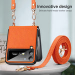 Custodia per telefono SULADA in pelle con texture Litchi + TPU con cinturino, For Samsung Galaxy Z Flip4