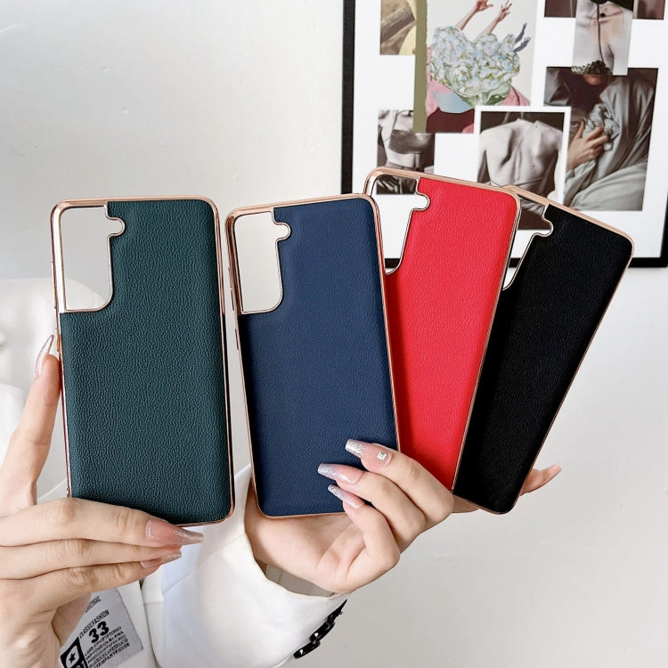 Custodia per telefono galvanica nano serie Luolai in vera pelle, For Samsung Galaxy S21 5G, For Samsung Galaxy S21 FE 5G, For Samsung Galaxy S21+ 5G, For Samsung Galaxy S22 5G, For Samsung Galaxy S22+ 5G