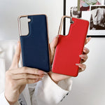 Custodia per telefono galvanica nano serie Luolai in vera pelle, For Samsung Galaxy S21 5G, For Samsung Galaxy S21 FE 5G, For Samsung Galaxy S21+ 5G, For Samsung Galaxy S22 5G, For Samsung Galaxy S22+ 5G