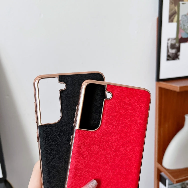Custodia per telefono galvanica nano serie Luolai in vera pelle, For Samsung Galaxy S21 5G, For Samsung Galaxy S21 FE 5G, For Samsung Galaxy S21+ 5G, For Samsung Galaxy S22 5G, For Samsung Galaxy S22+ 5G