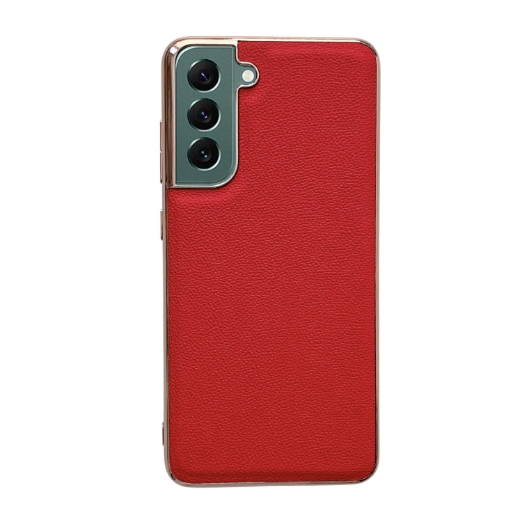 Custodia per telefono galvanica nano serie Luolai in vera pelle, For Samsung Galaxy S21 5G, For Samsung Galaxy S21 FE 5G, For Samsung Galaxy S21+ 5G, For Samsung Galaxy S22 5G, For Samsung Galaxy S22+ 5G