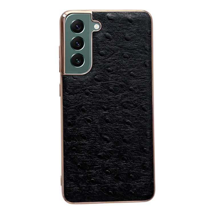 Custodia per telefono galvanica nano serie texture struzzo in vera pelle, For Samsung Galaxy S21 5G, For Samsung Galaxy S21 FE 5G, For Samsung Galaxy S21+ 5G, For Samsung Galaxy S22 5G, For Samsung Galaxy S22+ 5G