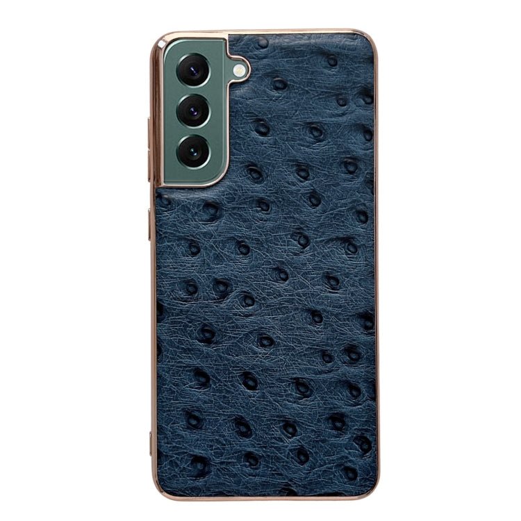 Custodia per telefono galvanica nano serie texture struzzo in vera pelle, For Samsung Galaxy S21 5G, For Samsung Galaxy S21 FE 5G, For Samsung Galaxy S21+ 5G, For Samsung Galaxy S22 5G, For Samsung Galaxy S22+ 5G