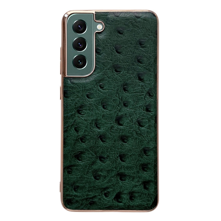 Custodia per telefono galvanica nano serie texture struzzo in vera pelle, For Samsung Galaxy S21 5G, For Samsung Galaxy S21 FE 5G, For Samsung Galaxy S21+ 5G, For Samsung Galaxy S22 5G, For Samsung Galaxy S22+ 5G