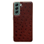 Custodia per telefono galvanica nano serie texture struzzo in vera pelle, For Samsung Galaxy S21 5G, For Samsung Galaxy S21 FE 5G, For Samsung Galaxy S21+ 5G, For Samsung Galaxy S22 5G, For Samsung Galaxy S22+ 5G
