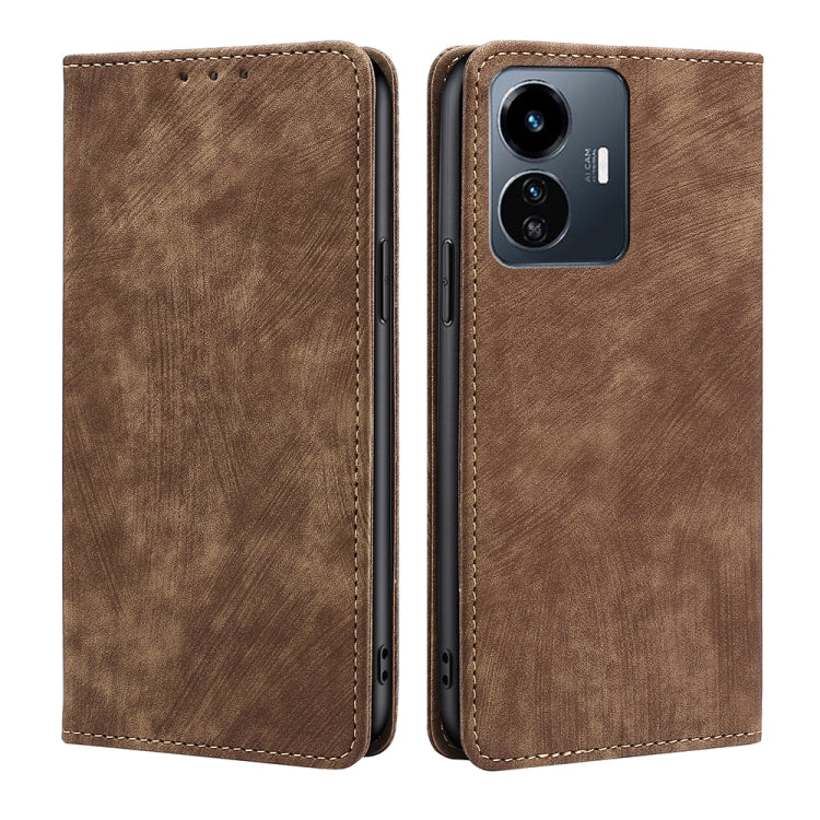 Custodia per telefono in pelle magnetica con spazzola antifurto RFID, For Motorola Moto G32 4G, For Realme GT2 Explorer Master, For vivo iQOO Z6 44W/T1 Snapdragon 680, For vivo Y77 5G Global