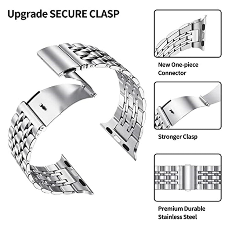 Cinturino per orologio in acciaio inossidabile ultrasottile a sette sfere per la serie Apple Watch, 7 45mm / 6&SE&5&4 44mm / 3&2&1 42mm, 7 41mm / 6&SE&5&4 40mm / 3&2&1 38mm