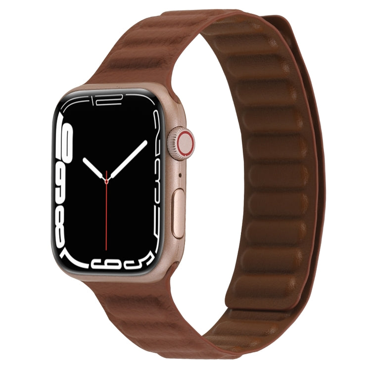 Cinturino magnetico in pelle sottile con anello bicolore per Apple Watch Series, 7 45mm / 6&SE&5&4 44mm / 3&2&1 42mm