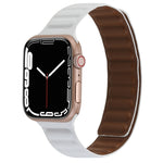 Cinturino magnetico in pelle sottile con anello bicolore per Apple Watch Series, 7 45mm / 6&SE&5&4 44mm / 3&2&1 42mm