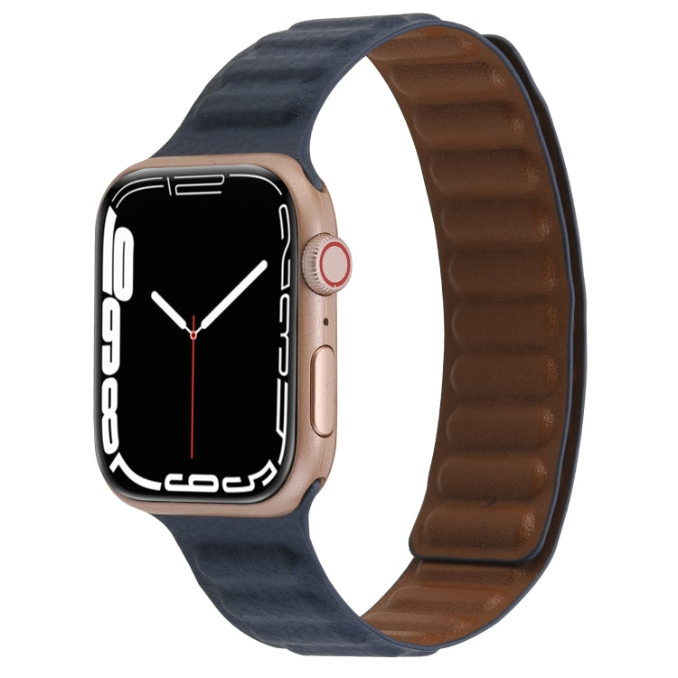 Cinturino magnetico in pelle sottile con anello bicolore per Apple Watch Series, 7 45mm / 6&SE&5&4 44mm / 3&2&1 42mm