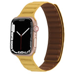 Cinturino magnetico in pelle sottile con anello bicolore per Apple Watch Series, 7 45mm / 6&SE&5&4 44mm / 3&2&1 42mm
