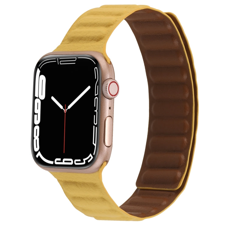 Cinturino magnetico in pelle sottile con anello bicolore per Apple Watch Series, 7 45mm / 6&SE&5&4 44mm / 3&2&1 42mm