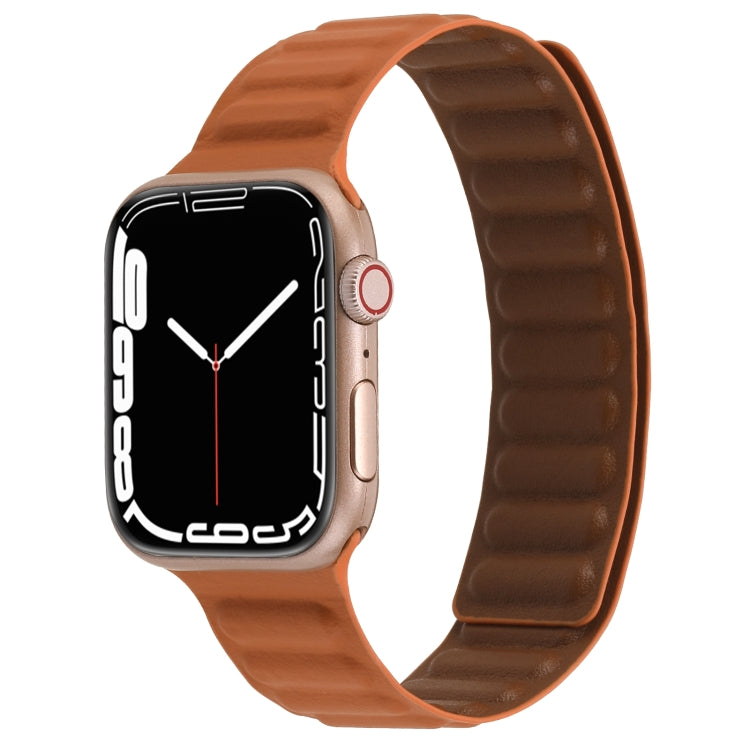 Cinturino magnetico in pelle sottile con anello bicolore per Apple Watch Series, 7 45mm / 6&SE&5&4 44mm / 3&2&1 42mm
