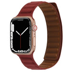 Cinturino magnetico in pelle sottile con anello bicolore per Apple Watch Series, 7 45mm / 6&SE&5&4 44mm / 3&2&1 42mm