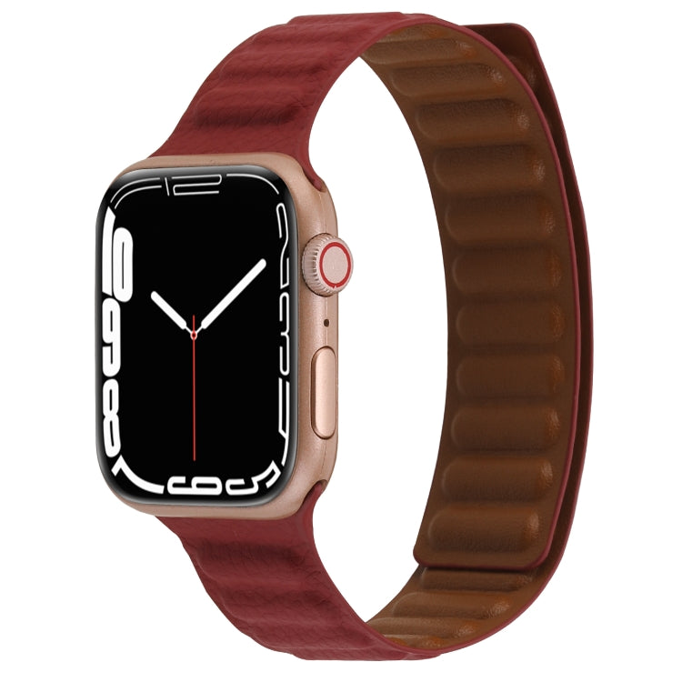 Cinturino magnetico in pelle sottile con anello bicolore per Apple Watch Series, 7 45mm / 6&SE&5&4 44mm / 3&2&1 42mm