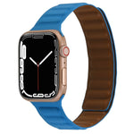 Cinturino magnetico in pelle sottile con anello bicolore per Apple Watch Series, 7 45mm / 6&SE&5&4 44mm / 3&2&1 42mm