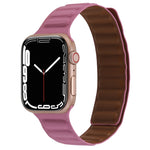 Cinturino magnetico in pelle sottile con anello bicolore per Apple Watch Series, 7 45mm / 6&SE&5&4 44mm / 3&2&1 42mm
