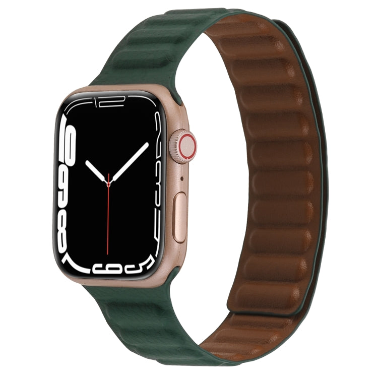 Cinturino magnetico in pelle sottile con anello bicolore per Apple Watch Series, 7 45mm / 6&SE&5&4 44mm / 3&2&1 42mm