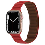 Cinturino magnetico in pelle sottile con anello bicolore per Apple Watch Series, 7 41mm / 6&SE&5&4 40mm / 3&2&1 38mm