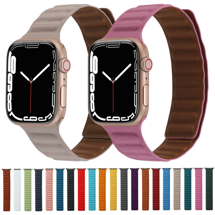 Cinturino magnetico in pelle sottile con anello bicolore per Apple Watch Series, 7 41mm / 6&SE&5&4 40mm / 3&2&1 38mm