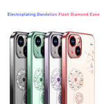 Custodia per cellulare in TPU con dente di leone con diamante galvanico, For iPhone 14, For iPhone 14 Plus, For iPhone 14 Pro