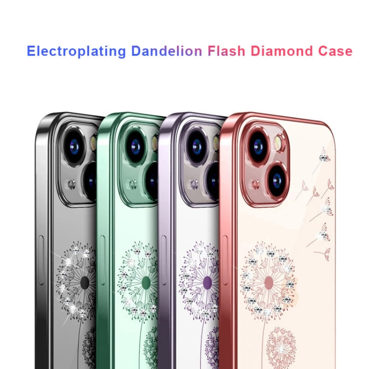 Custodia per cellulare in TPU con dente di leone con diamante galvanico, For iPhone 14, For iPhone 14 Plus, For iPhone 14 Pro