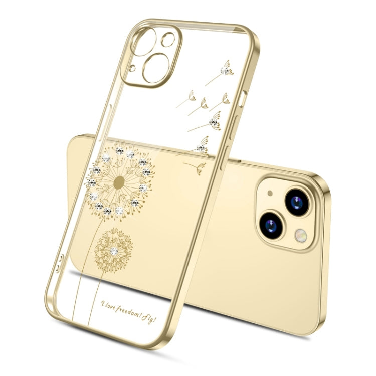 Custodia per cellulare in TPU con dente di leone con diamante galvanico, For iPhone 14, For iPhone 14 Plus, For iPhone 14 Pro