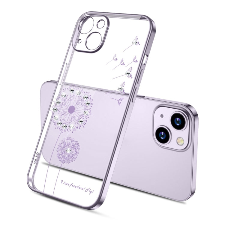 Custodia per cellulare in TPU con dente di leone con diamante galvanico, For iPhone 14 Pro Max