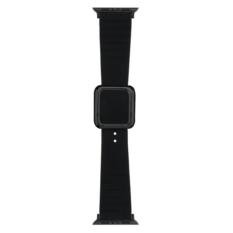 Cinturino in silicone con fibbia quadrata nera per Apple Watch Series, 7 45mm / 6&SE&5&4 44mm / 3&2&1 42mm