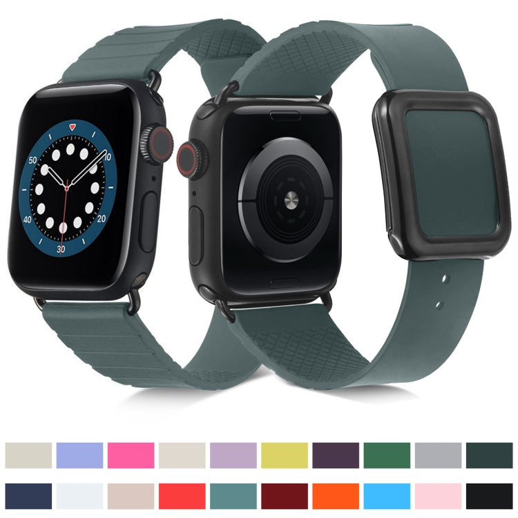 Cinturino in silicone con fibbia quadrata nera per Apple Watch Series, 7 45mm / 6&SE&5&4 44mm / 3&2&1 42mm