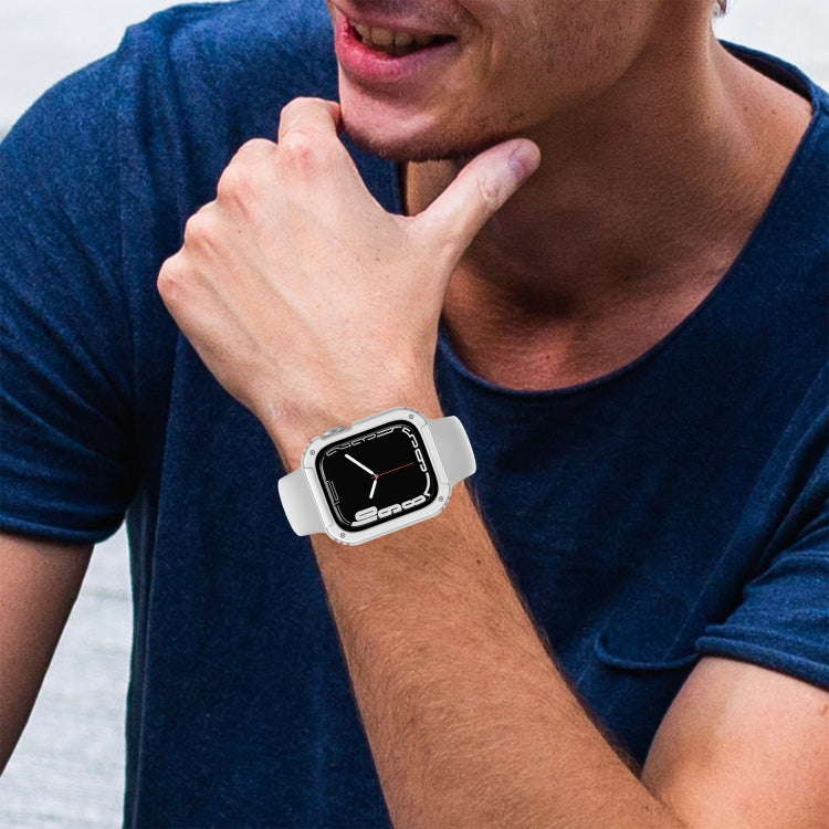 Custodia protettiva con pellicola in vetro temperato per schermo 2 in 1, For Apple Watch Series 9 / 8 / 7 45mm, For Apple Watch Series 9 / 8 / 7 41mm, For Apple Watch Series 6 / 5 / 4 / SE 44mm, For Apple Watch Series 6 / 5 / 4 / SE 40mm