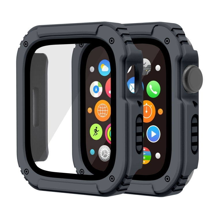 Custodia protettiva con pellicola in vetro temperato per schermo 2 in 1, For Apple Watch Series 9 / 8 / 7 45mm, For Apple Watch Series 9 / 8 / 7 41mm, For Apple Watch Series 6 / 5 / 4 / SE 44mm, For Apple Watch Series 6 / 5 / 4 / SE 40mm