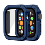 Custodia protettiva con pellicola in vetro temperato per schermo 2 in 1, For Apple Watch Series 9 / 8 / 7 45mm, For Apple Watch Series 9 / 8 / 7 41mm, For Apple Watch Series 6 / 5 / 4 / SE 44mm, For Apple Watch Series 6 / 5 / 4 / SE 40mm