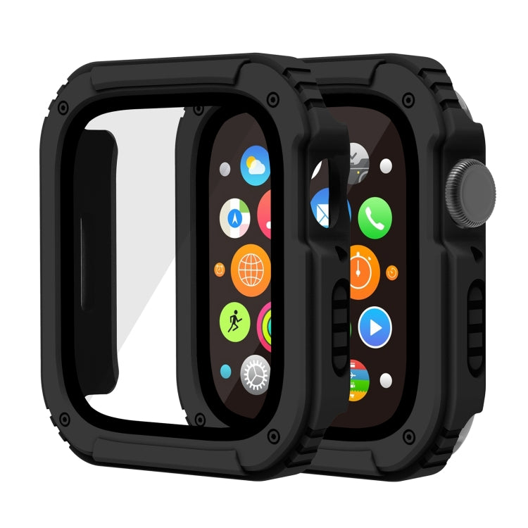 Custodia protettiva con pellicola in vetro temperato per schermo 2 in 1, For Apple Watch Series 9 / 8 / 7 45mm, For Apple Watch Series 9 / 8 / 7 41mm, For Apple Watch Series 6 / 5 / 4 / SE 44mm, For Apple Watch Series 6 / 5 / 4 / SE 40mm