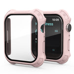 Cornice PC satinata 2 in 1 + Custodia protettiva con pellicola in vetro temperato per schermo, For Apple Watch Series 9 / 8 / 7 45mm, For Apple Watch Series 9 / 8 / 7 41mm