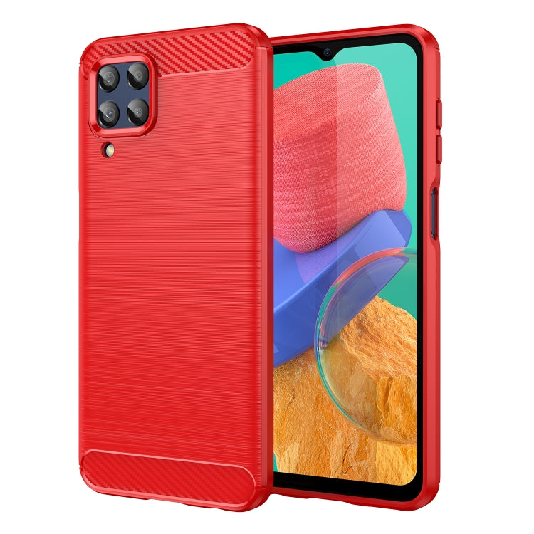 Custodia per telefono TPU in fibra di carbonio con trama spazzolata, For Samsung Galaxy Jump2, For Samsung Galaxy M33