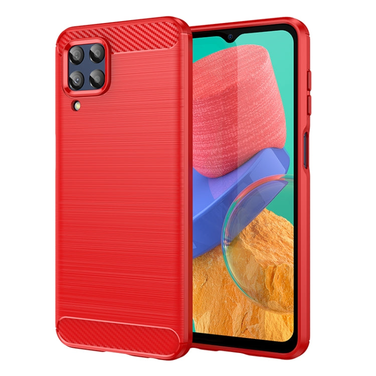 Custodia per telefono TPU in fibra di carbonio con trama spazzolata, For Samsung Galaxy Jump2, For Samsung Galaxy M33