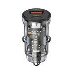 USAMS US-CC164 C32 Caricabatteria da auto mini a doppia porta trasparente da 30 W, C32
