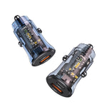 USAMS US-CC164 C32 Caricabatteria da auto mini a doppia porta trasparente da 30 W, C32