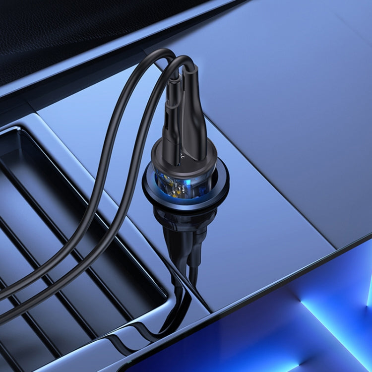 USAMS US-CC164 C32 Caricabatteria da auto mini a doppia porta trasparente da 30 W, C32
