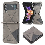 Custodia per telefono in pelle con trama a rombo, For Samsung Galaxy Z Flip4, For Samsung Galaxy Z Flip5