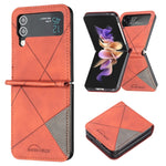Custodia per telefono in pelle con trama a rombo, For Samsung Galaxy Z Flip4, For Samsung Galaxy Z Flip5