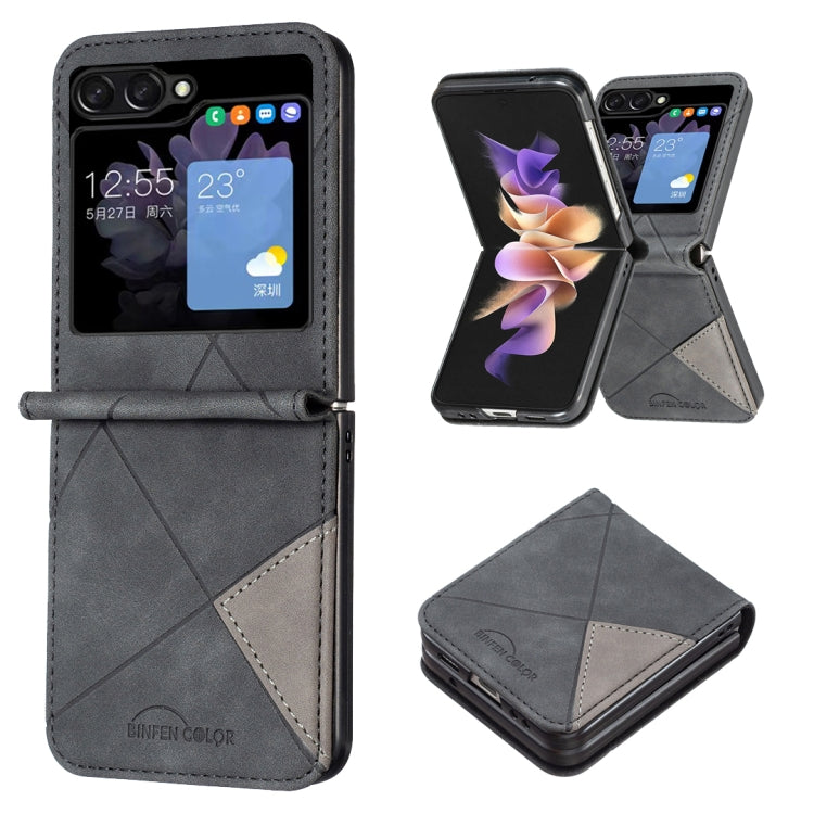 Custodia per telefono in pelle con trama a rombo, For Samsung Galaxy Z Flip4, For Samsung Galaxy Z Flip5