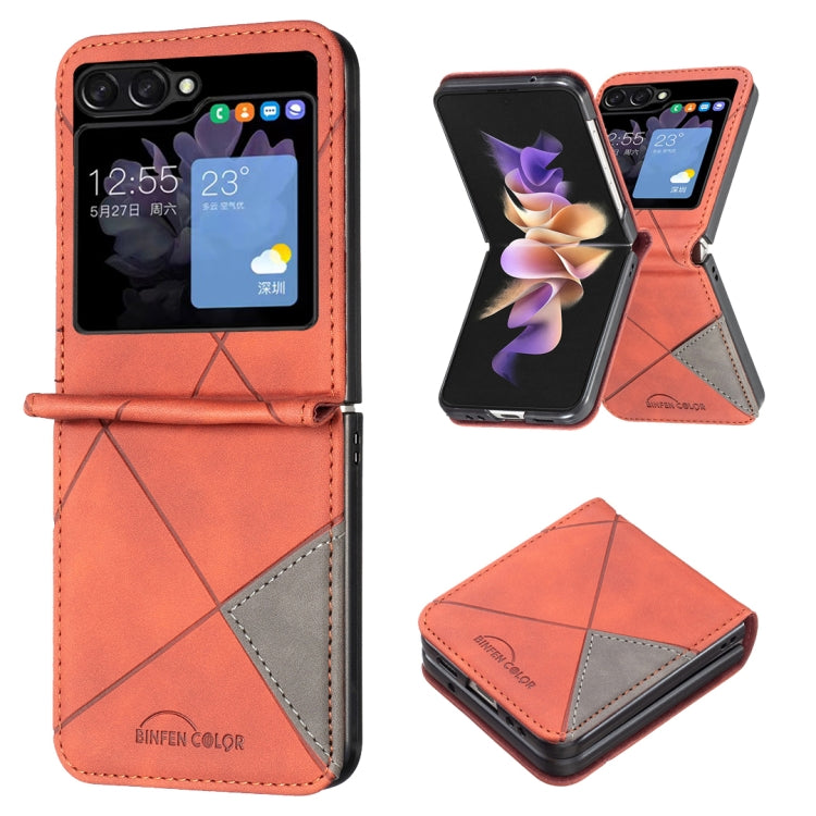 Custodia per telefono in pelle con trama a rombo, For Samsung Galaxy Z Flip4, For Samsung Galaxy Z Flip5