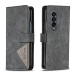 BF05 Custodia per telefono in pelle con struttura a rombo con fibbia magnetica, For Samsung Galaxy Z Fold4