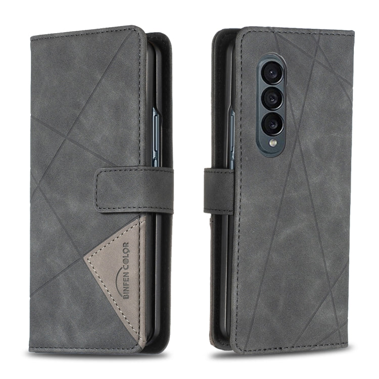 BF05 Custodia per telefono in pelle con struttura a rombo con fibbia magnetica, For Samsung Galaxy Z Fold4