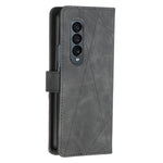 BF05 Custodia per telefono in pelle con struttura a rombo con fibbia magnetica, For Samsung Galaxy Z Fold4