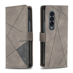 BF05 Custodia per telefono in pelle con struttura a rombo con fibbia magnetica, For Samsung Galaxy Z Fold4